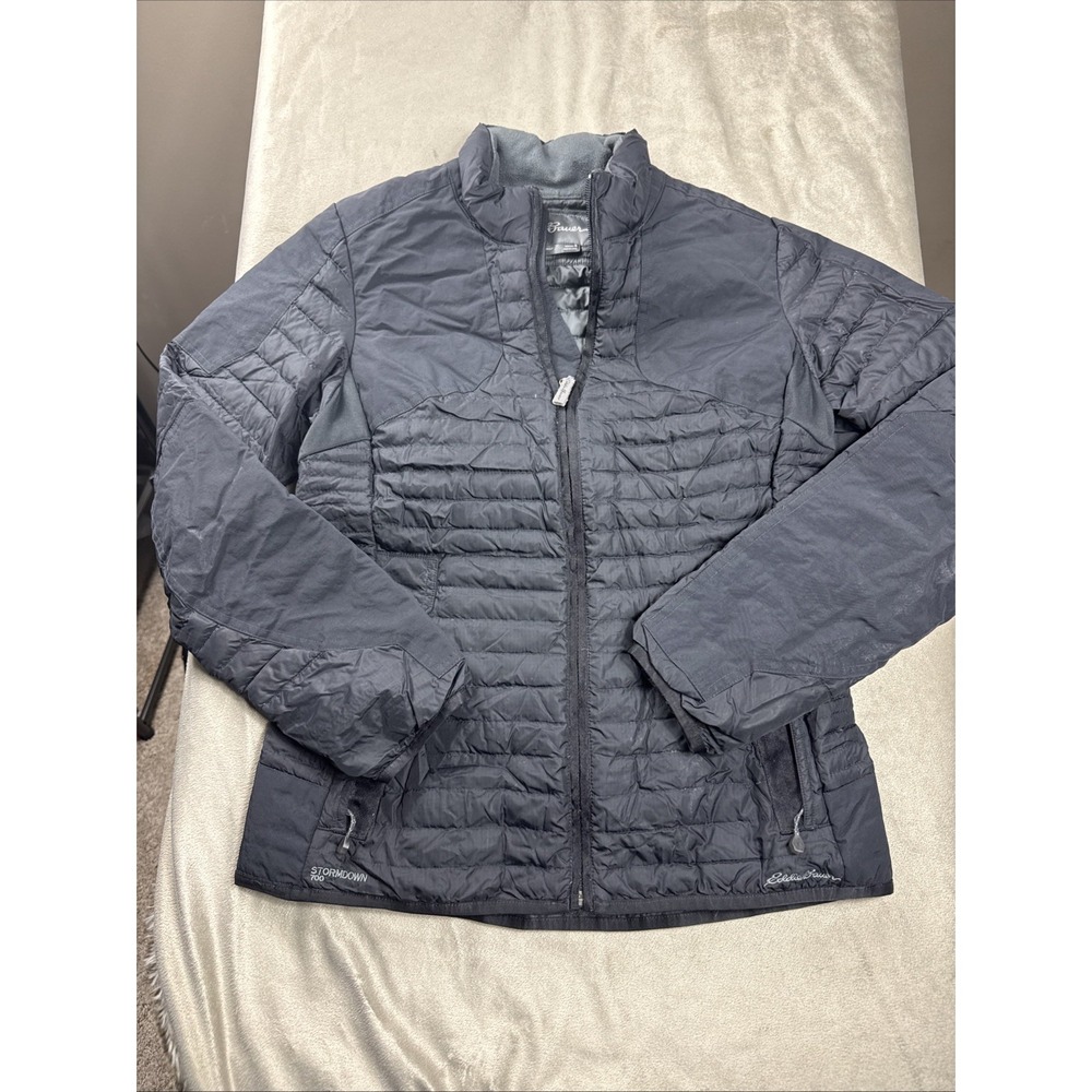 Eddie Bauer Women's Goose Stormdown 700 Sport Shop Quilted Puffer Jacket S Black